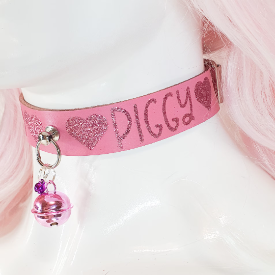 Pink Piggy Leather Collar